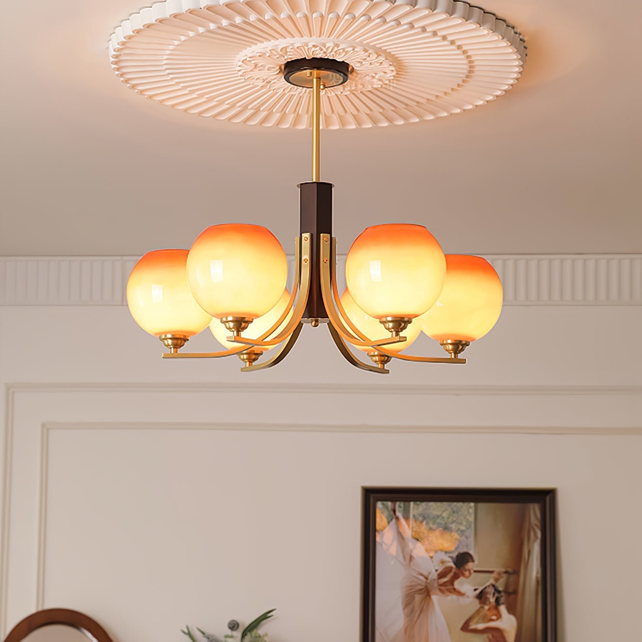 Vintage Caramel Globe Chandelier K751