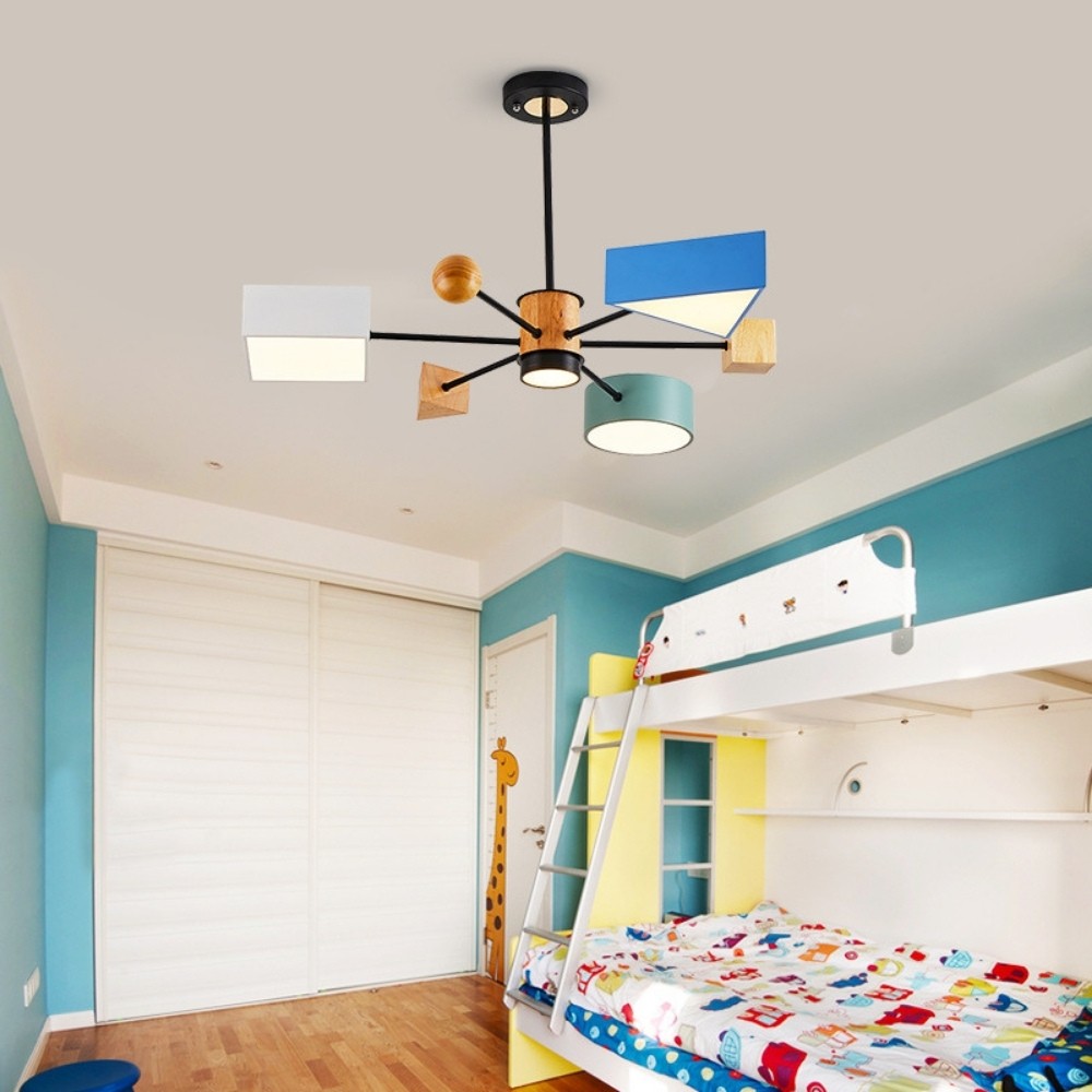Colorful Wood Blocks 4 Lights Chandelier K937