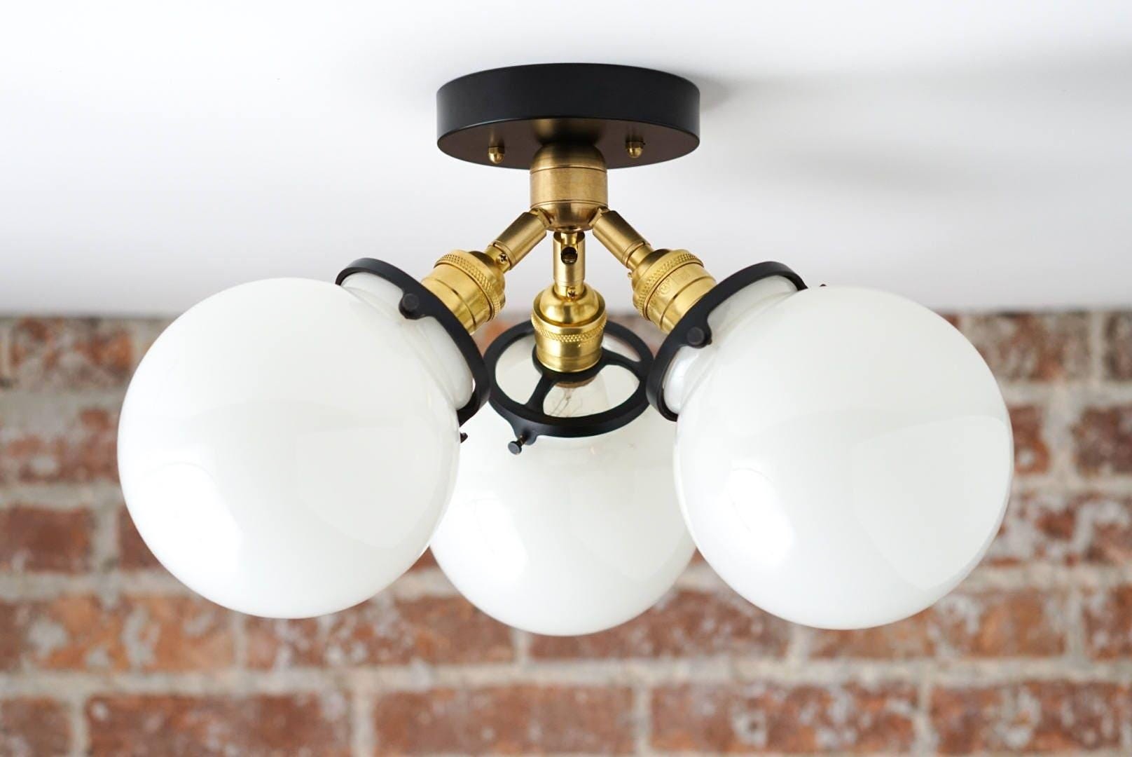 Glorica Glass Globe Light - Mid Century Semi Flush Ceiling Lamp K1517