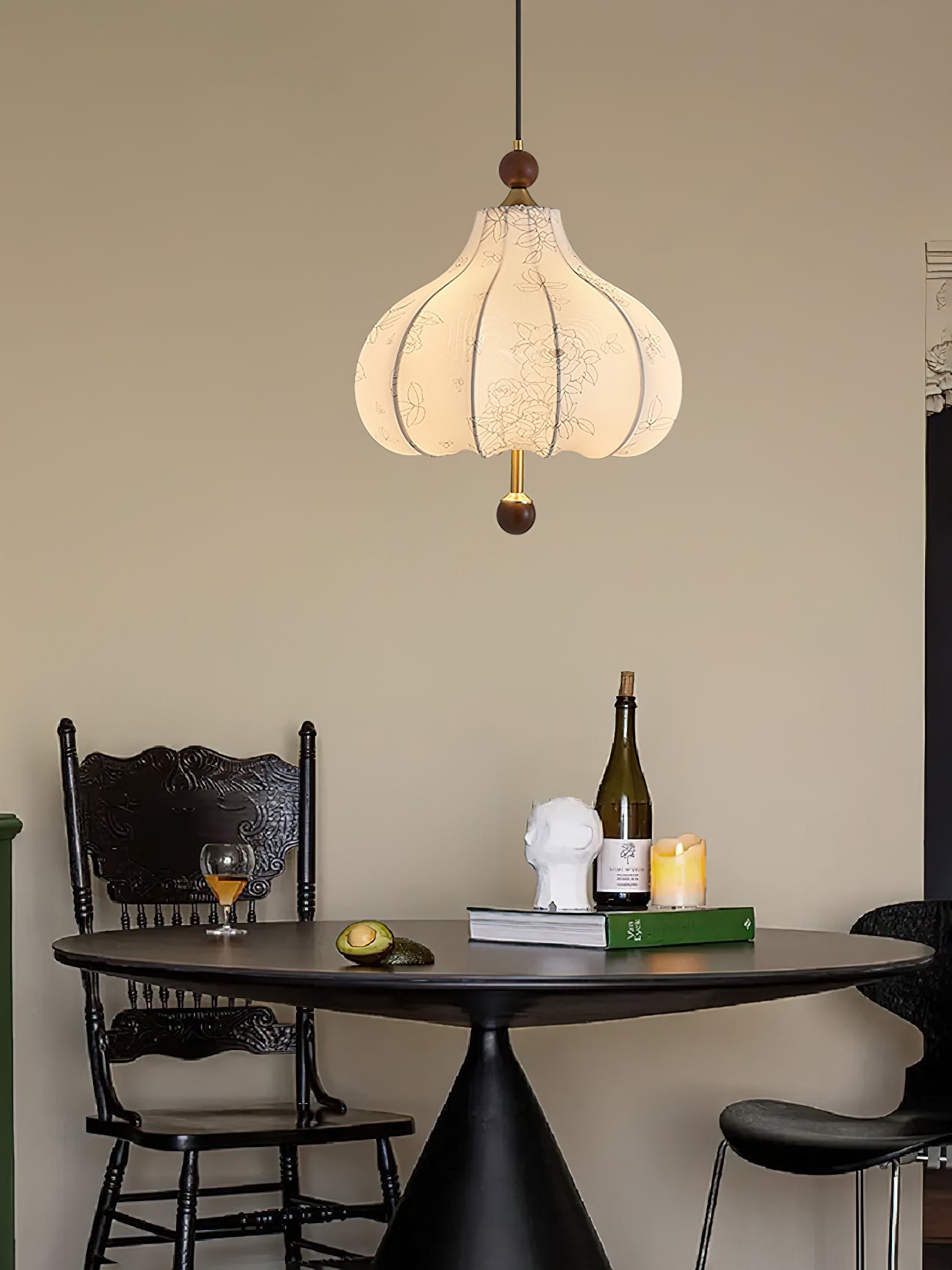 French Retro Fabric Pattern Pendant Lamp K317
