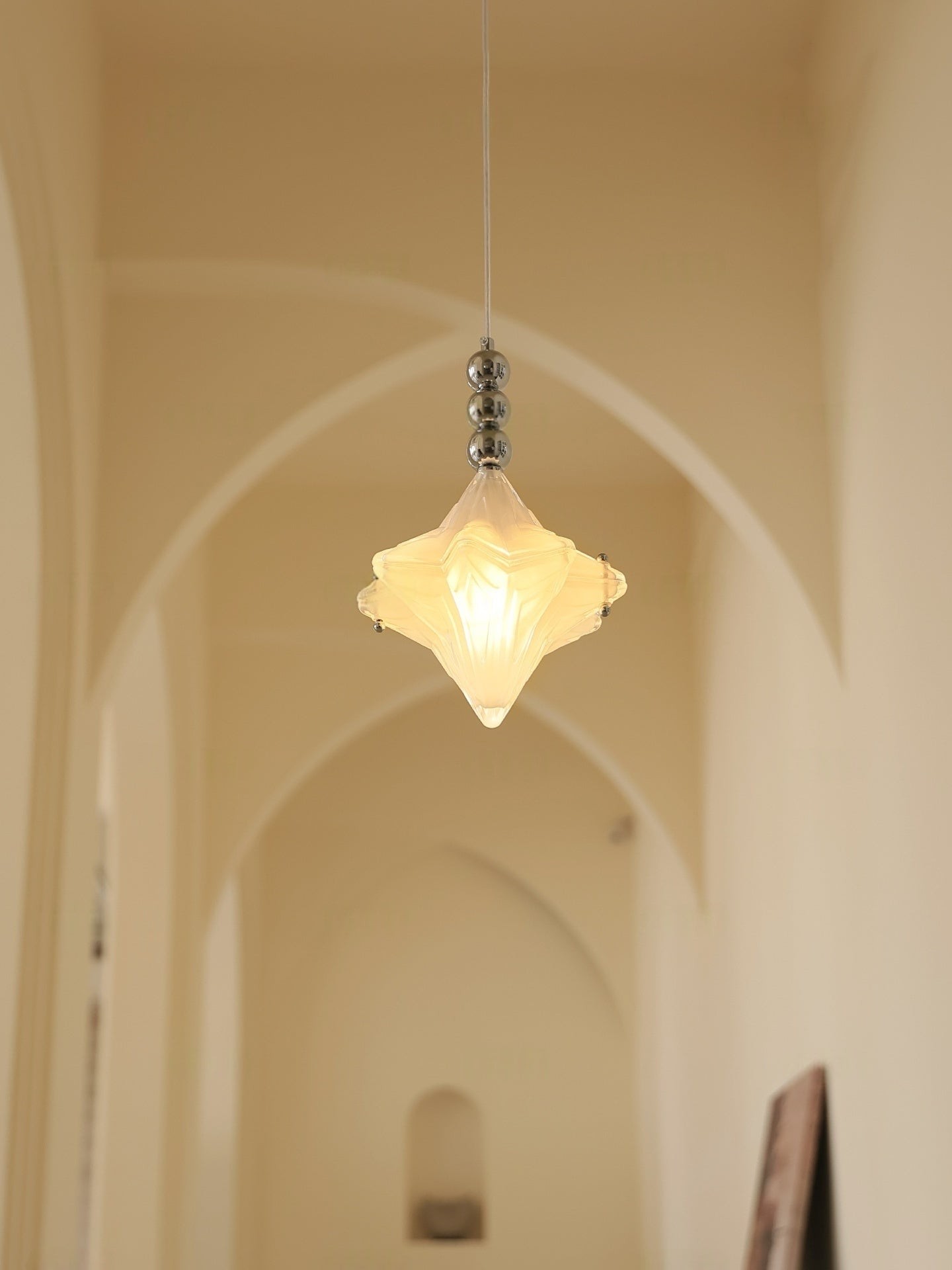 Art Deco Astris Elara Star Pendant Light - Frosted Glass Pendant with Geometric Style K1583