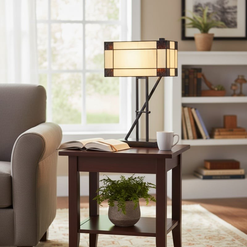 TF Manchester Table Lamp - Vintage-Inspired Stained Glass Table Light K1865