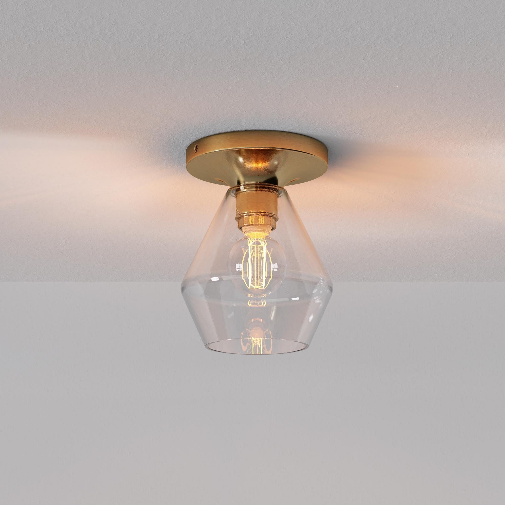 Merin Sleek Glass Ceiling Lamp - Geometric Flushmount Lamp for Dining Room K1223