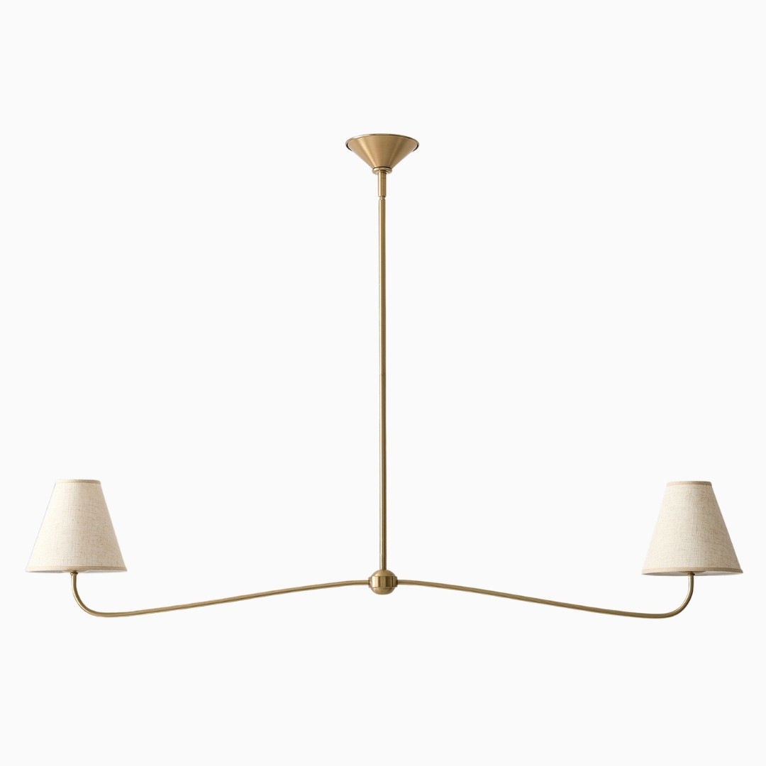 Fibura Modern Multi-Light Chandelier – Sleek 2 or 6-Light Design with Linen Shades K1407