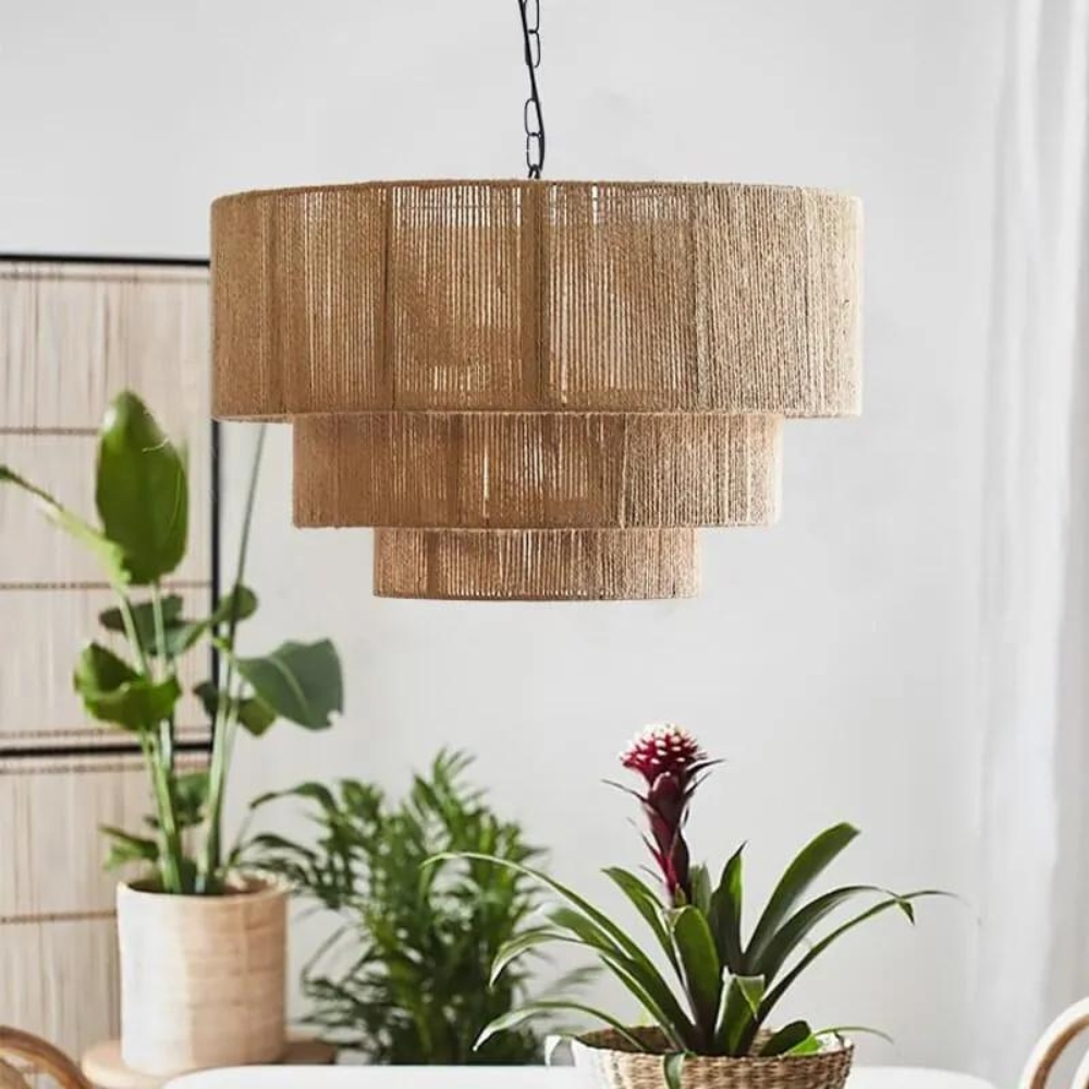 The Elegant Woven Waterfall Rattan Pendant Light D828
