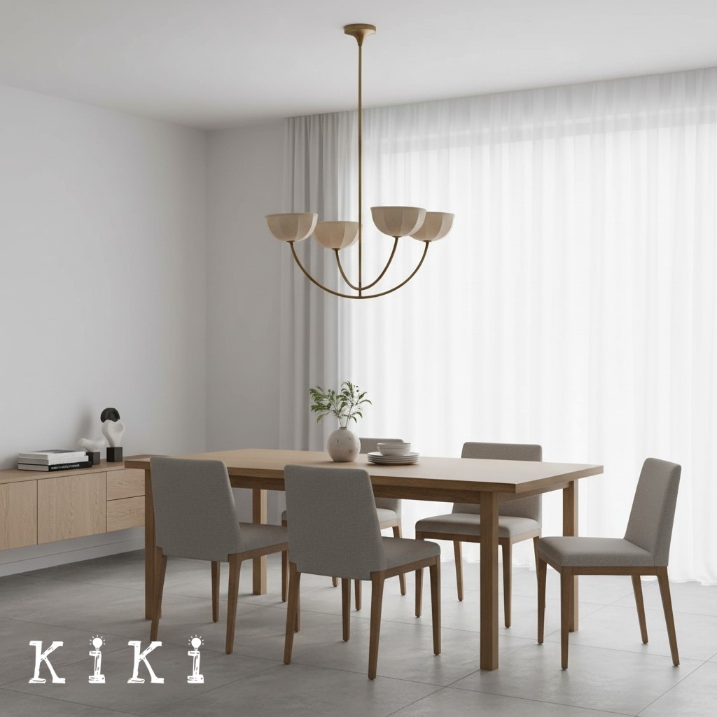 Loomis Minimalist Fabric Chandelier - Soft Ambient Lighting for Kitchen Island K2355