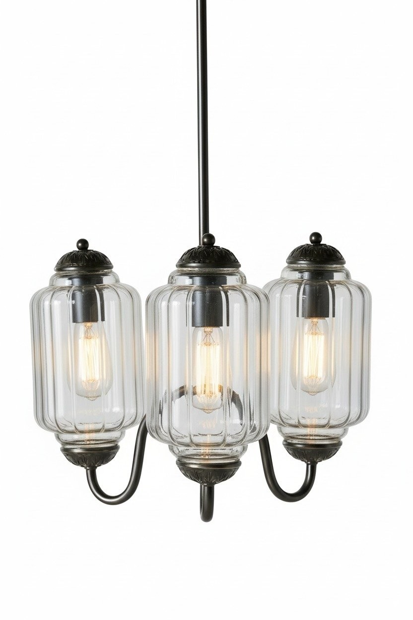 Eloise Classic Glass Pendant Light - Retro Glass and Metal Hanging Lamp for Kitchen Island Cafe K1475