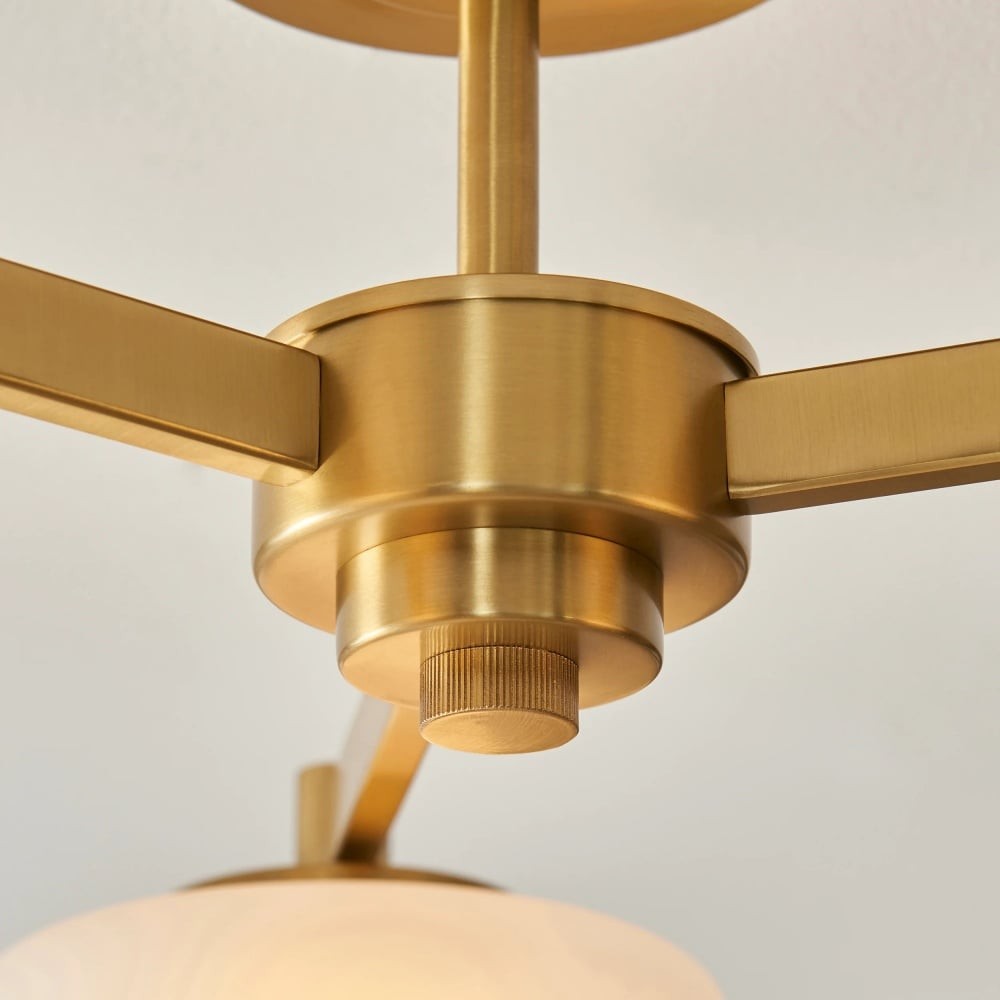Zirvos Pendant with Frosted Opal Globes and Brushed Brass Frame for Living Room K1905
