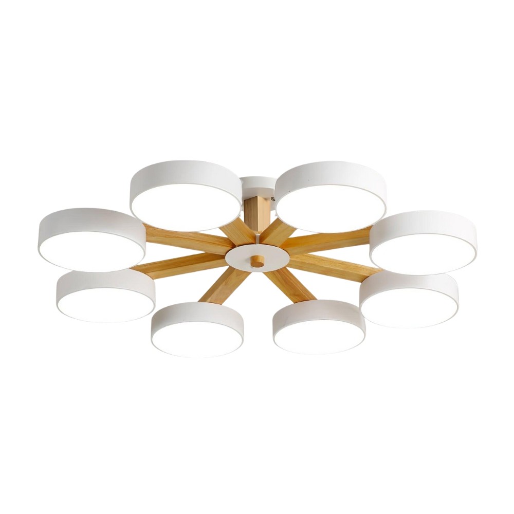 Multiple Round Wood Branched Ceiling Lamp K938