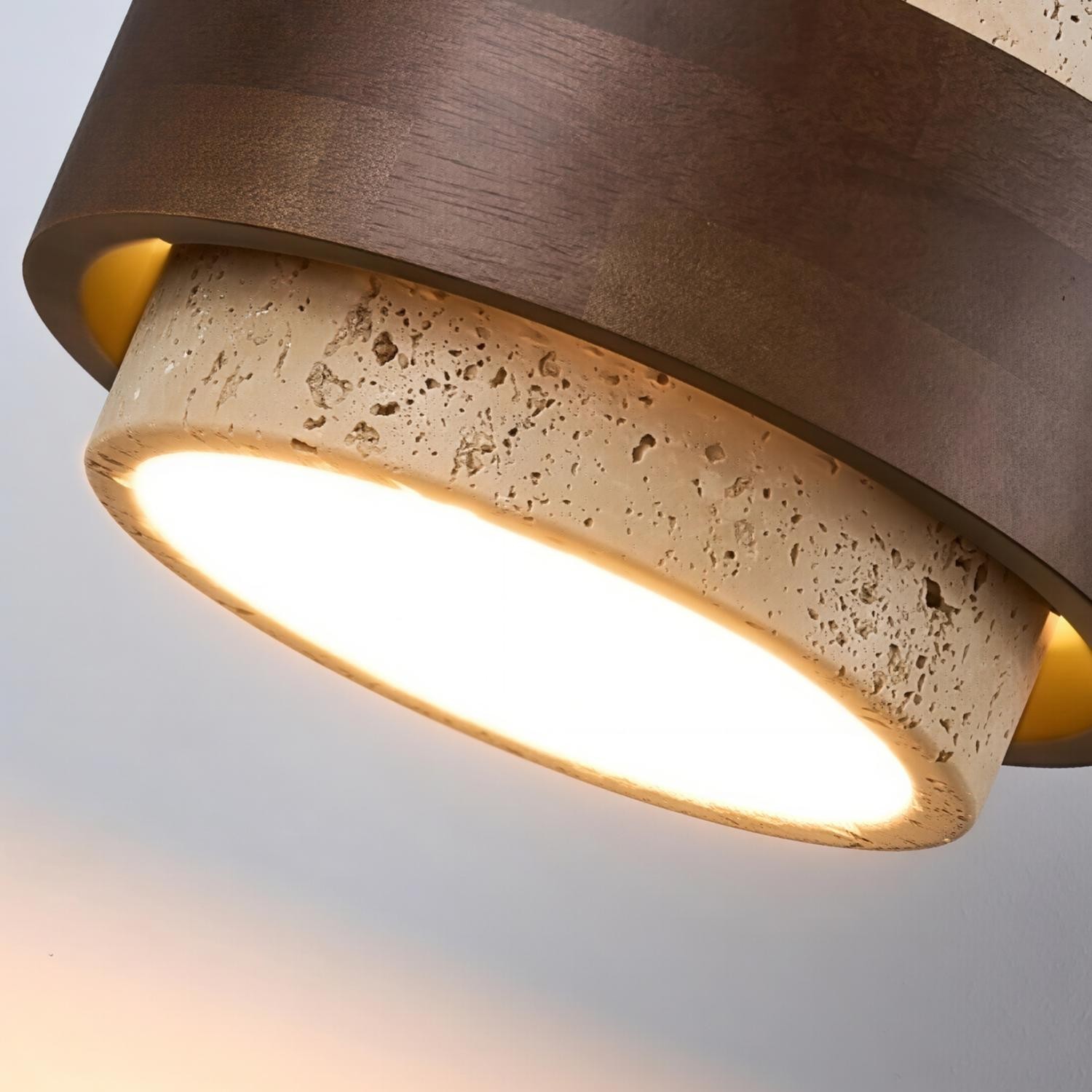 MokuStone Wabi Sabi Travertine Ceiling Lamp - Textured Stone Flush Mount Lighting for Home K2261