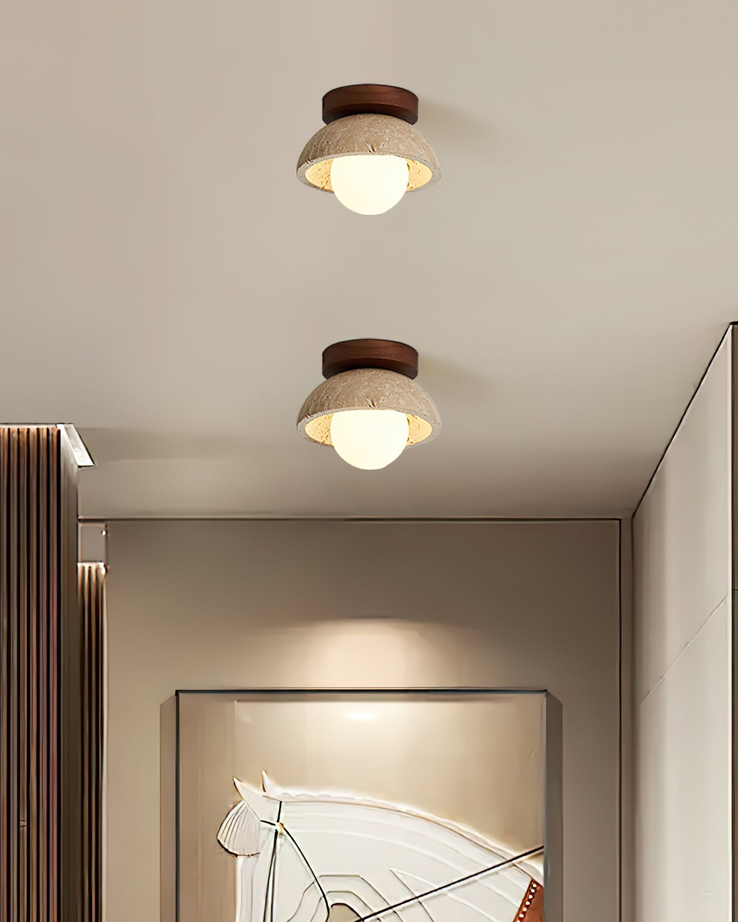 Wabi-Sabi Style Travertine Ceiling Light K592
