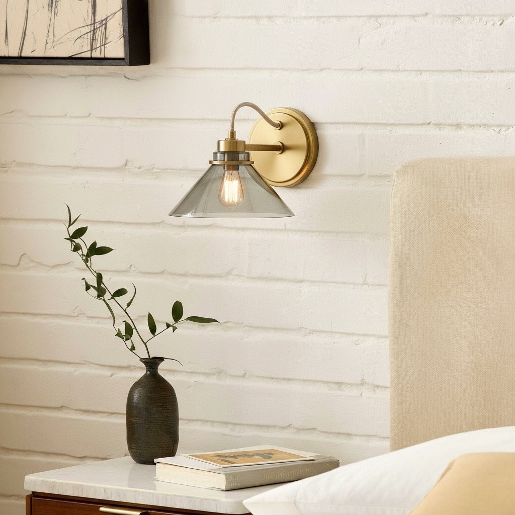 Aurenza Farmhouse Wall Sconce – Metal Or Glass Lighting for Entrance or Bedroom K1140