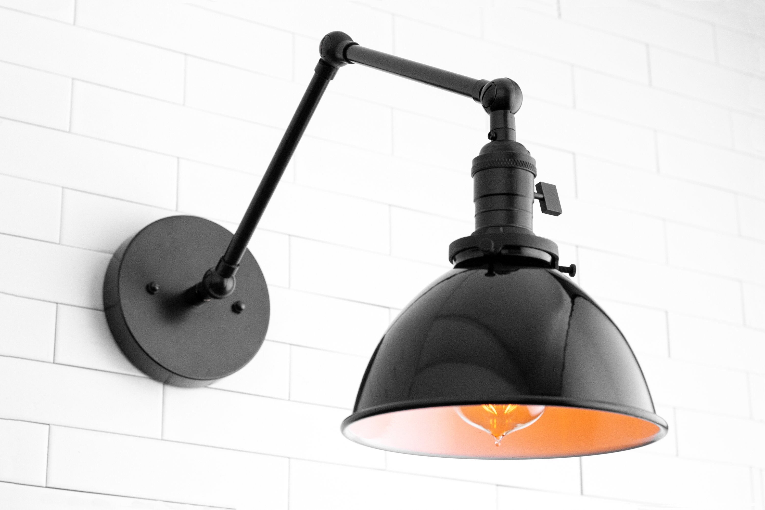 Conique Metal Vintage Industrial Swing Arm Wall Lamp - Adjustable Dome Shade for Study K1467
