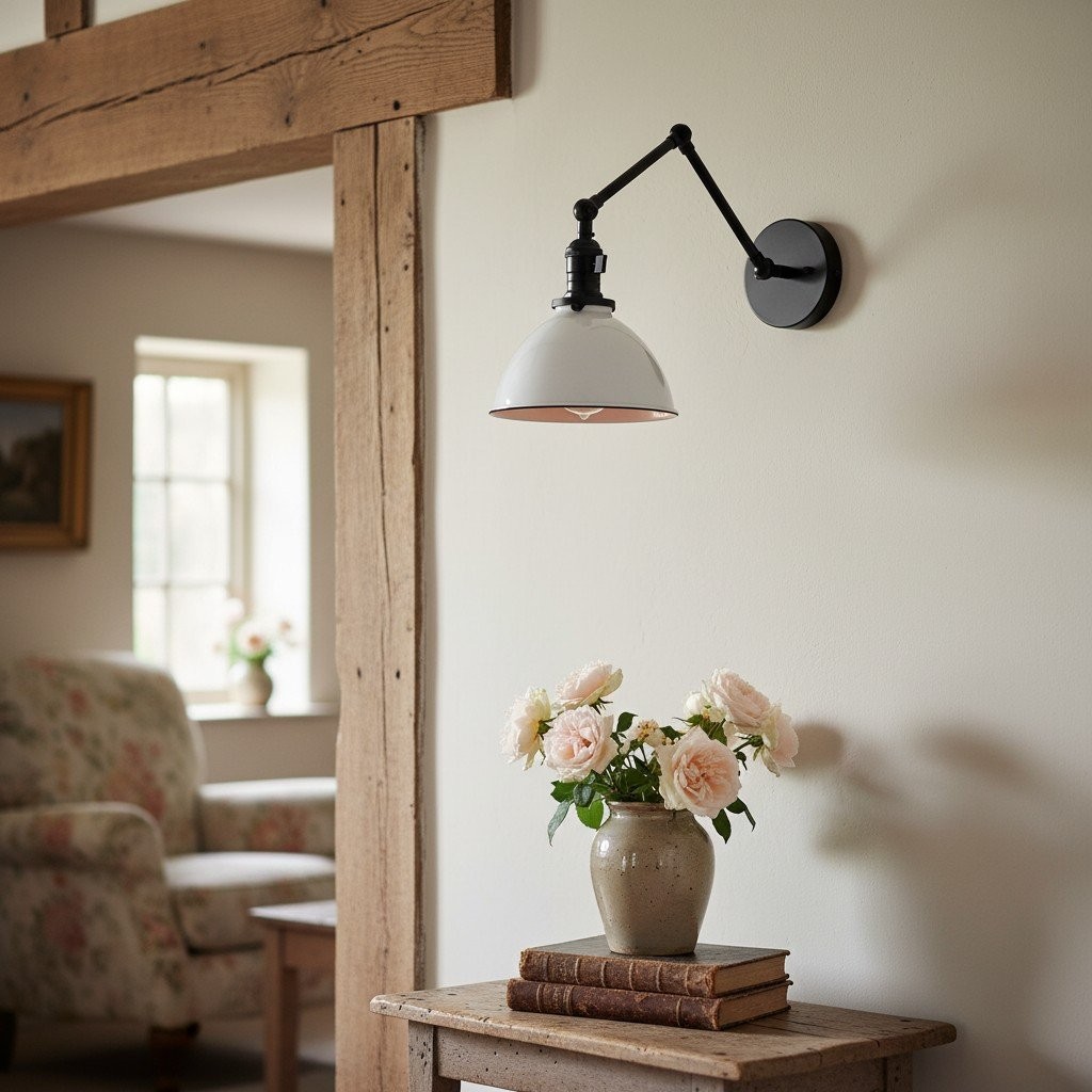 Conique Metal Vintage Industrial Swing Arm Wall Lamp - Adjustable Dome Shade for Study K1467