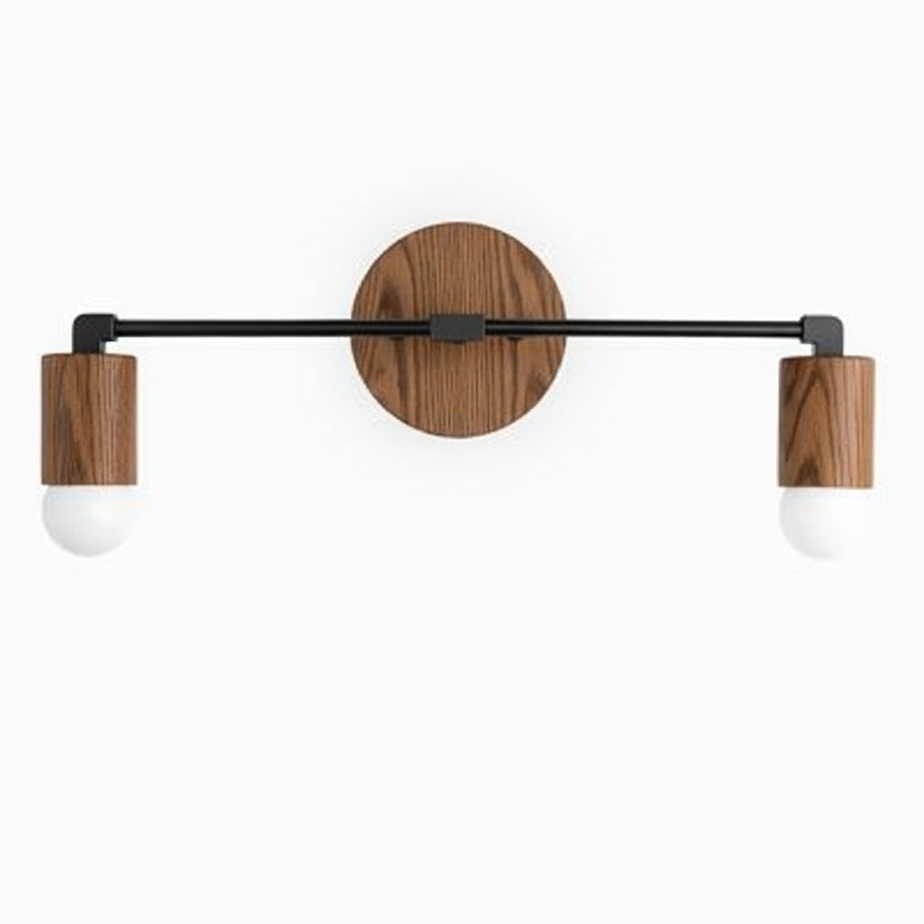 Mobilux Line Wood and Vanity Light - Bohemian Bathroom Lighting Fixture K1490