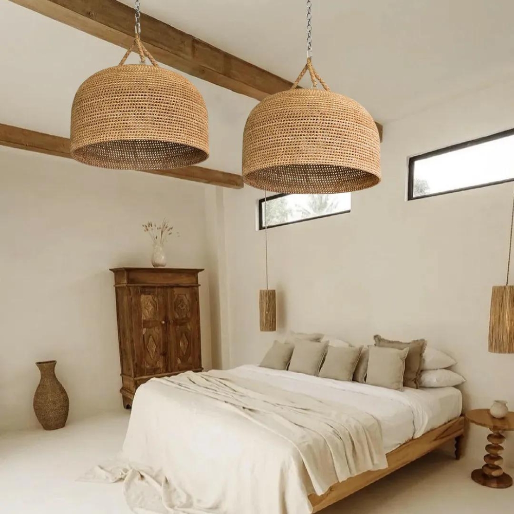 Natural Shadow Rattan Japandi Pendant Light D830