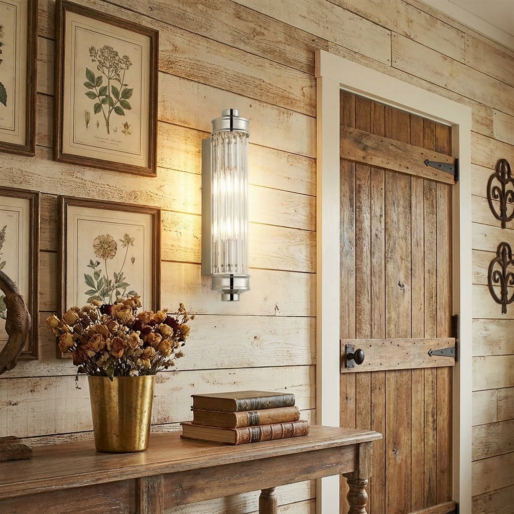 Bravira Ribbed Cylindrical Glass Wall Sconce - Wall Light for Hallway and Living Room K2255