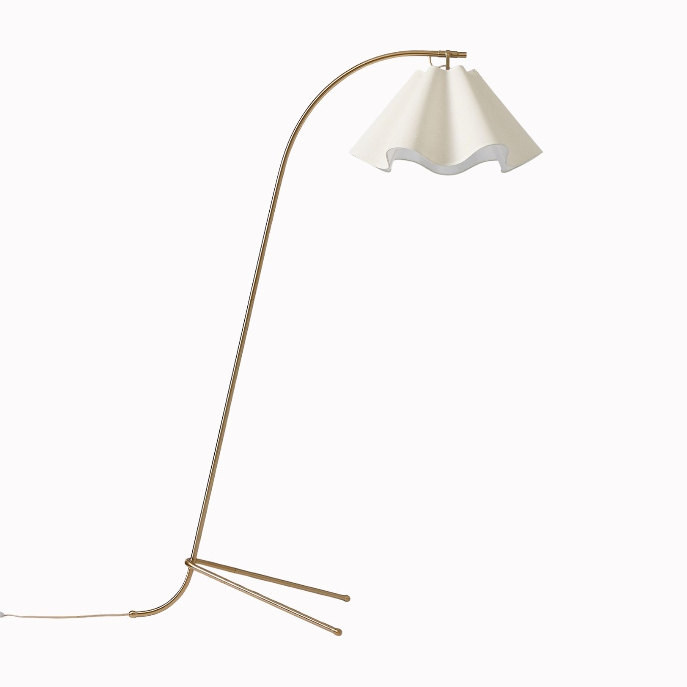 Oslan Sculptural Linen Shade Floor Lamp - Curved Metal Frame Floor Light for Living Room K1147