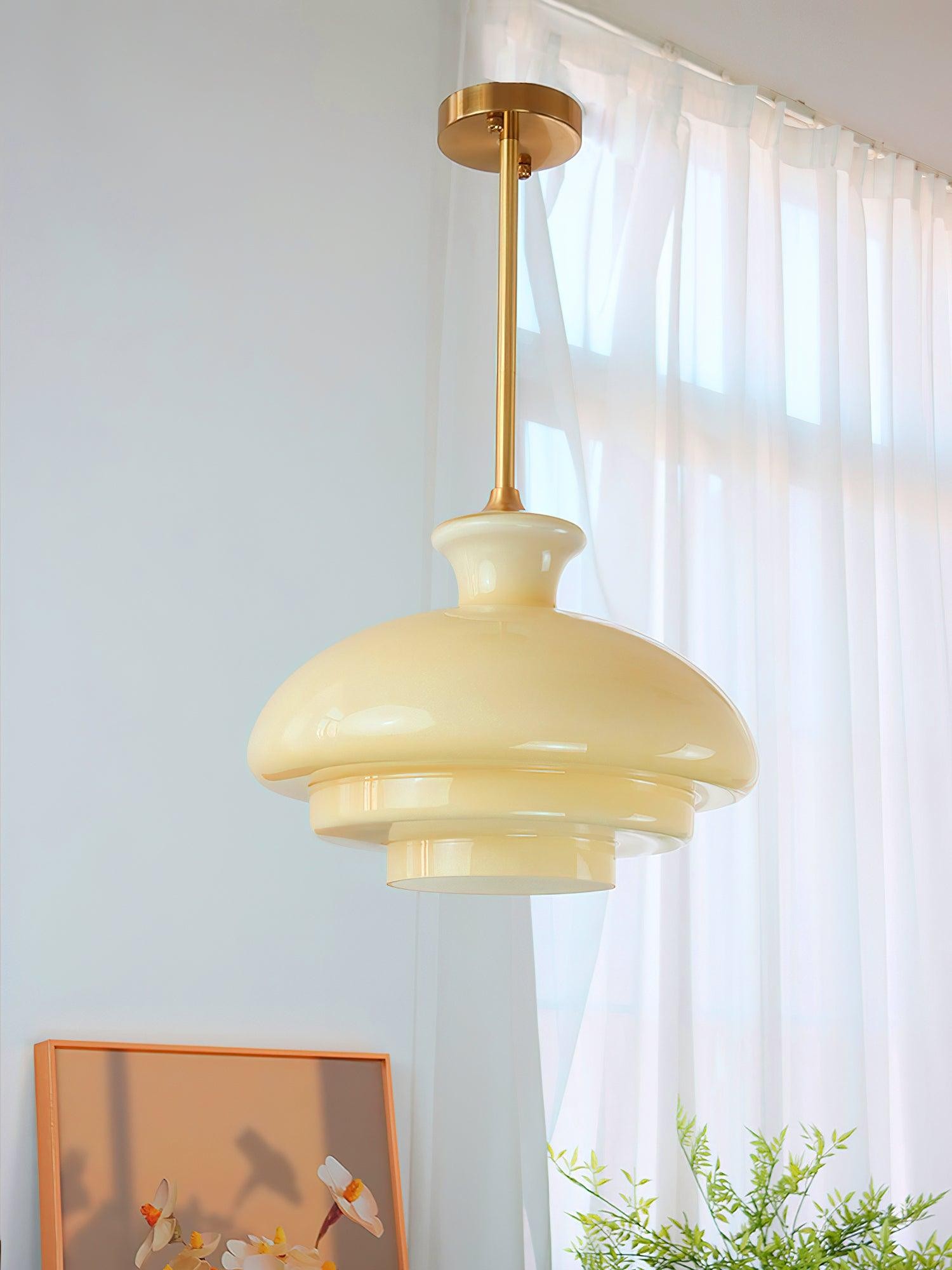 Round Yellow Stylish Simple Glass Pendant Lamp K573
