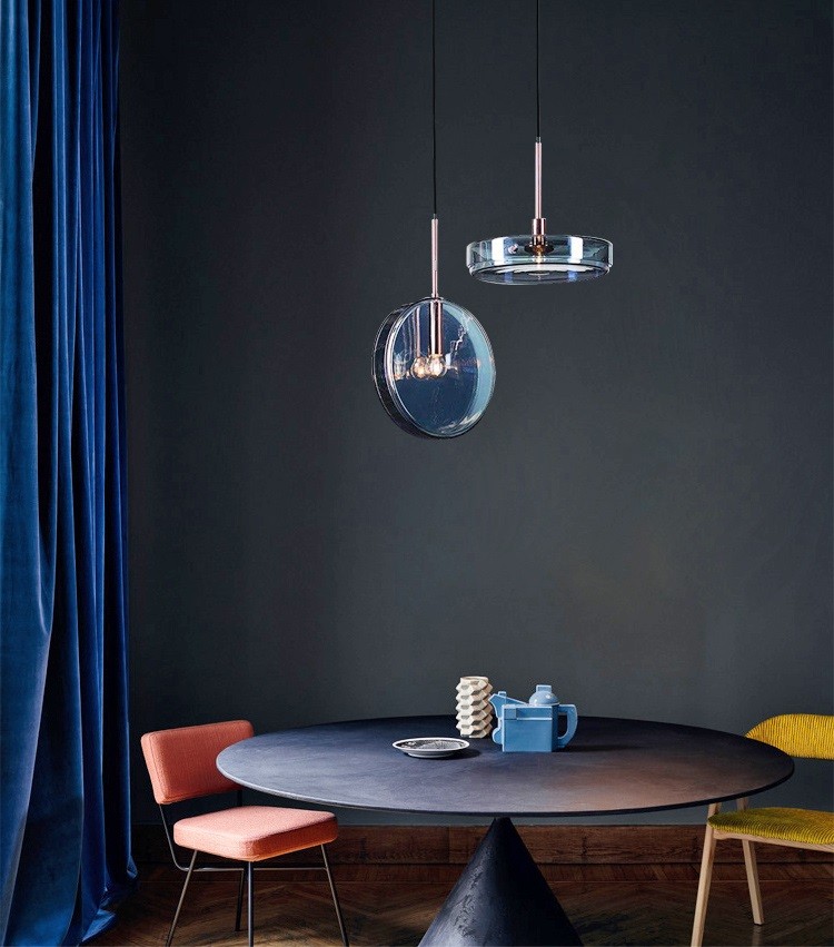 Dark Blue Glass Pendant Lamp