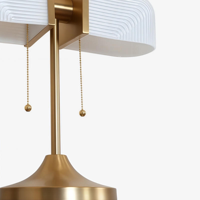 Aurebron Fluted Glass Table Lamp - Modern Decorative Metal Base Table Lamp for Living Room K2316