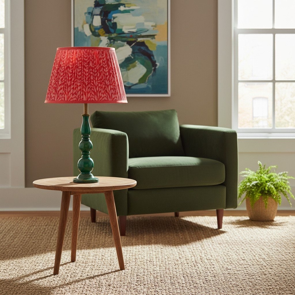 Grainora Wooden Base Fabric Shade Table Lamp - Modern Style for Living Room and Bedroom K2145