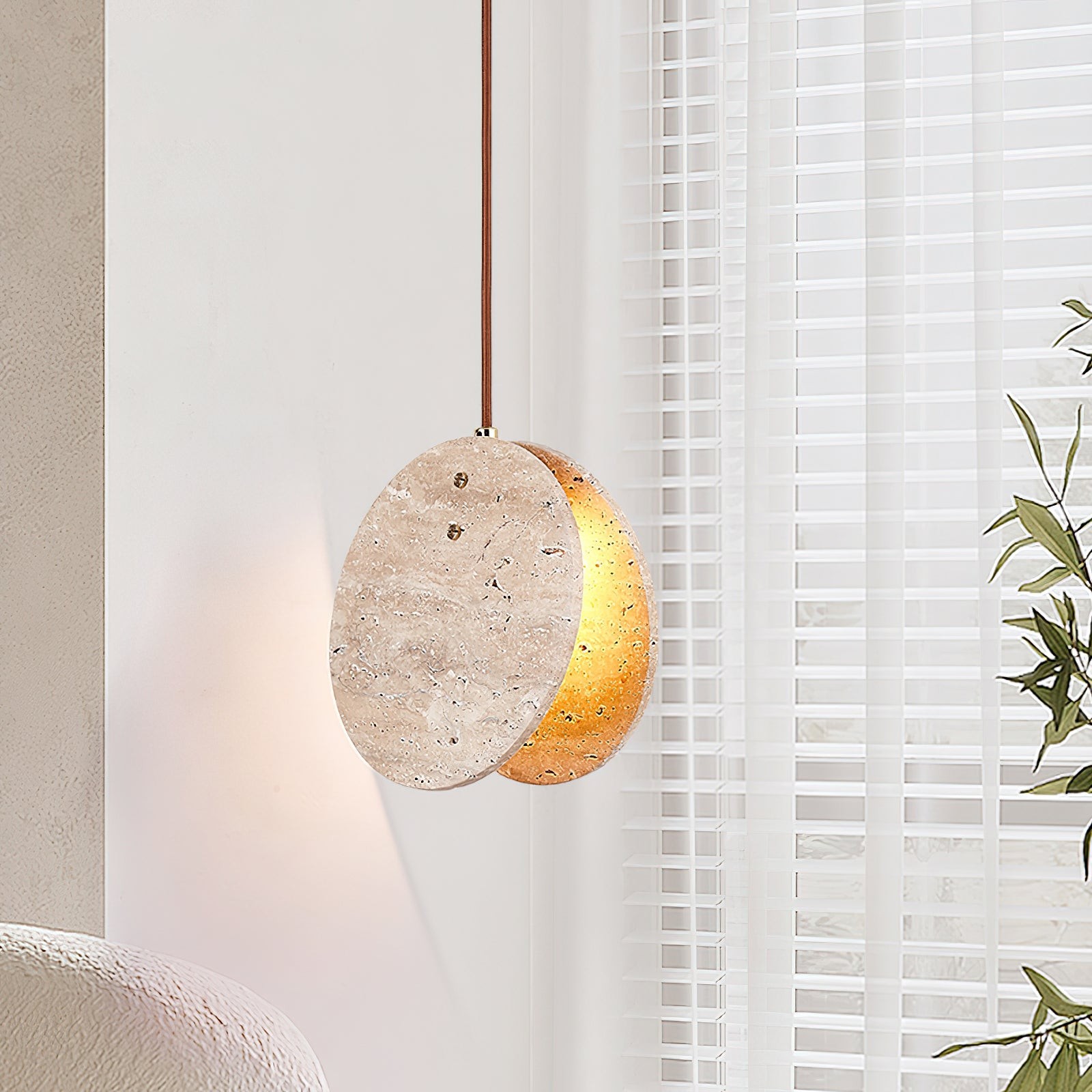 Stone Textured Disc Pendant Light K874