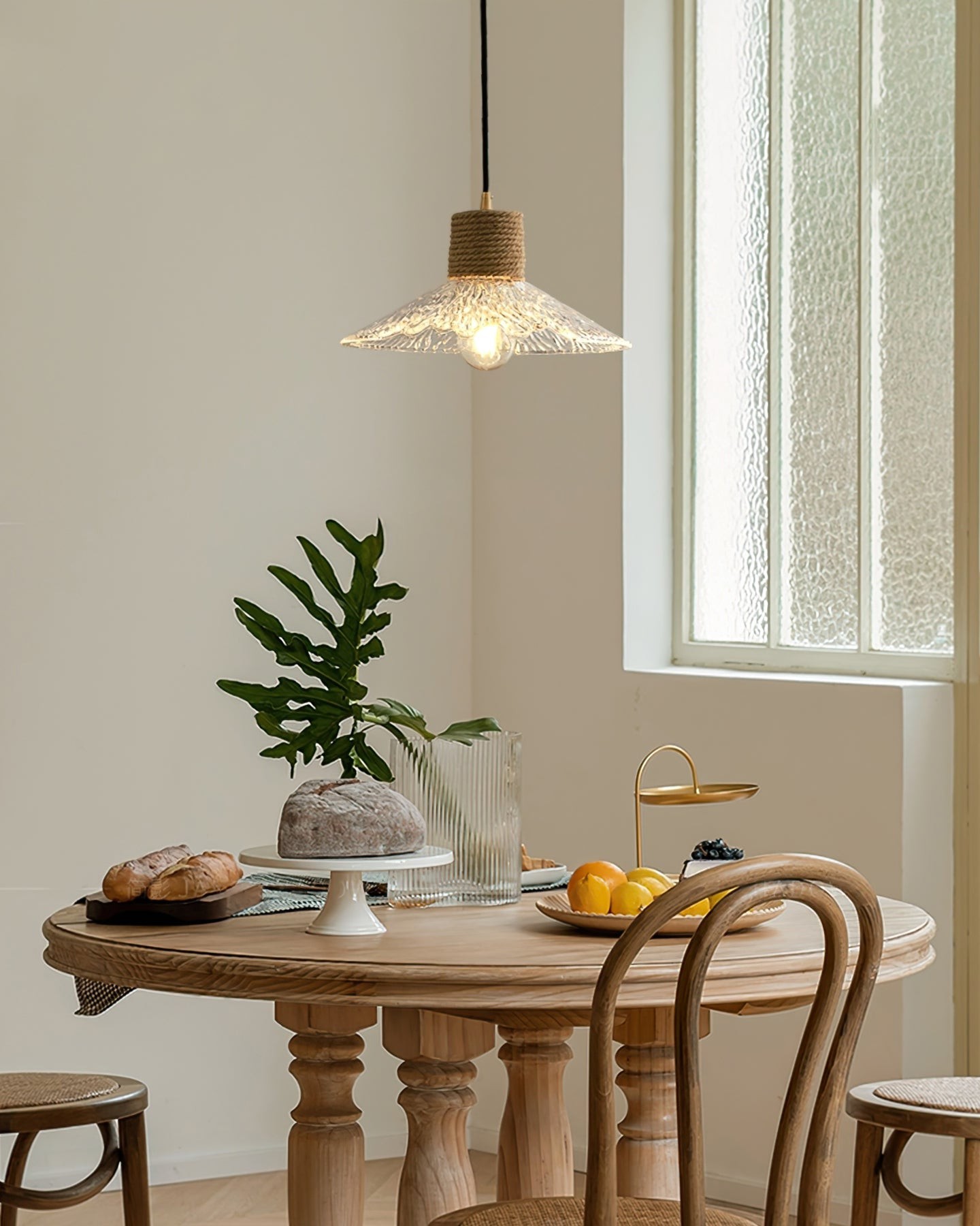 Hemp Rope Glass Pendant Lamp K1031