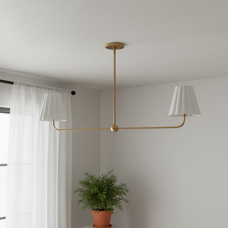Ruffmeto Ruffled Shade Metal Frame Chandelier for Dining, Entry and Living Room K1635