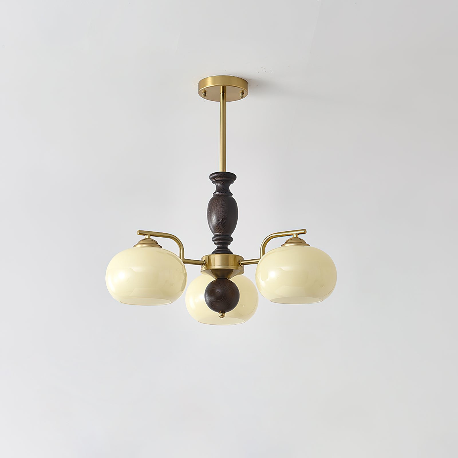 Medieval Style Walnut Beige Orb Chandelier K763