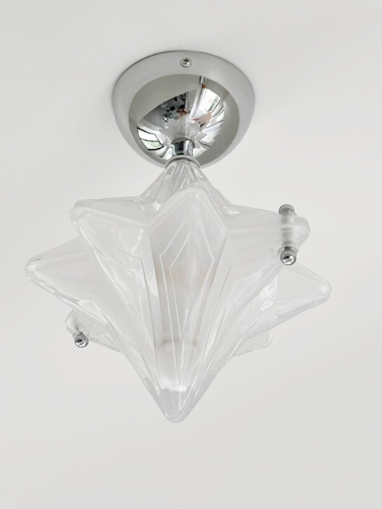 Art Deco Star Ceiling Lamp - Frosted Glass Fixture for Hallway & Entryway - Astris Ceres K1582