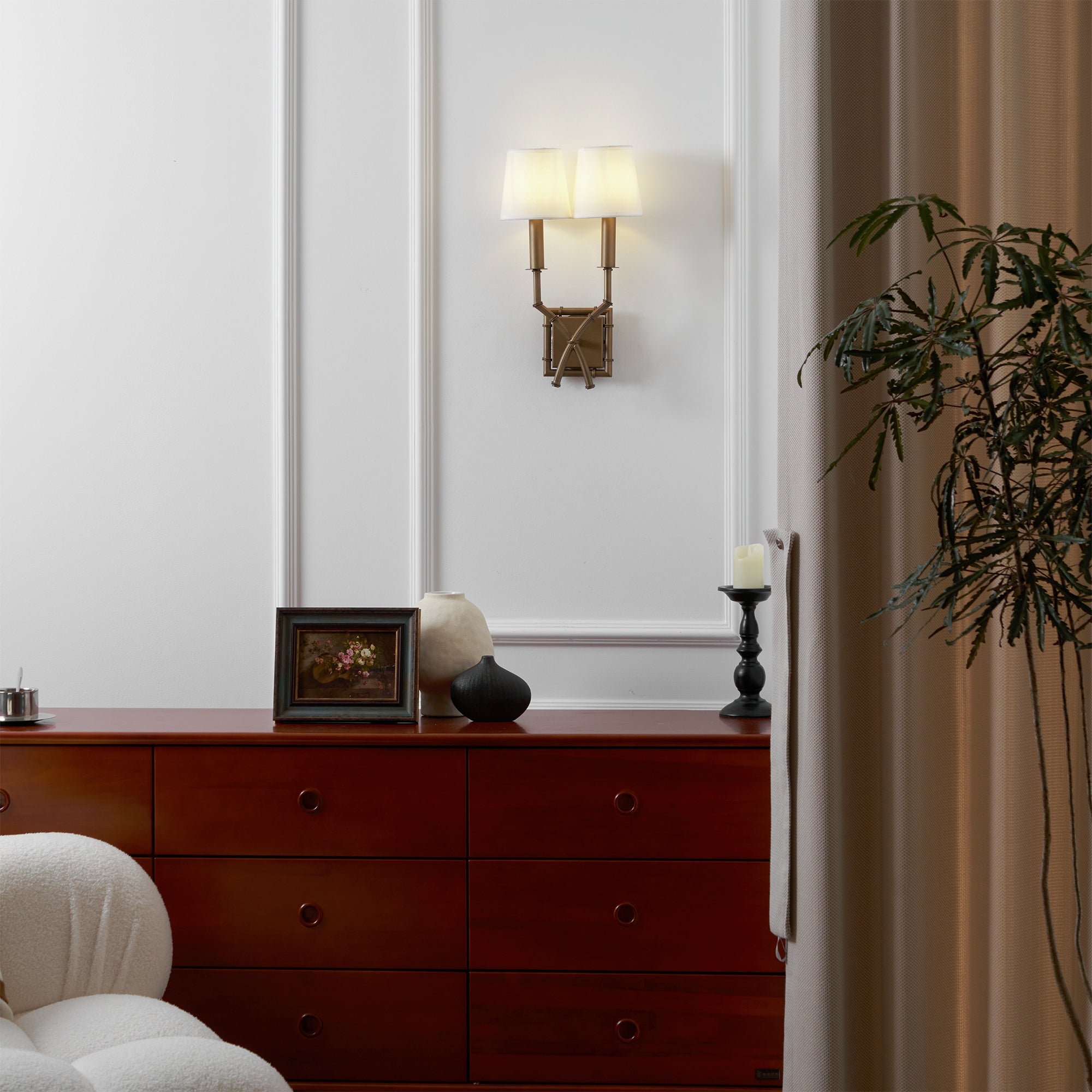 Double Arm Bamboo Sconce D586