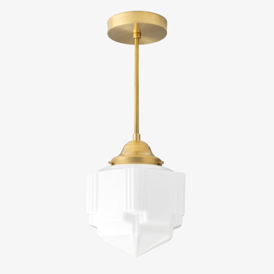 Geotower Glass Modern Pendant Light - Skyscraper Design - Brass or Black or Nickel Finish K1544