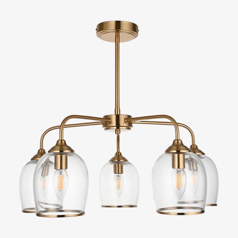 Brazara Multi-Light Glass Shade Pendant Lamp - Curved Metal Arms for Modern Homes K1852