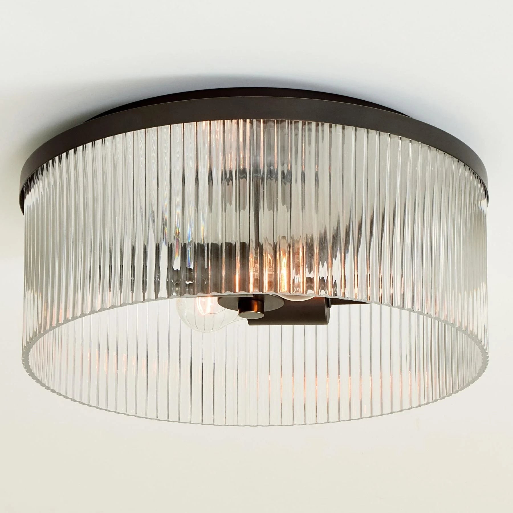 Bravira Copper Ribbed Glass Flush Mount Ceiling Lamp K837
