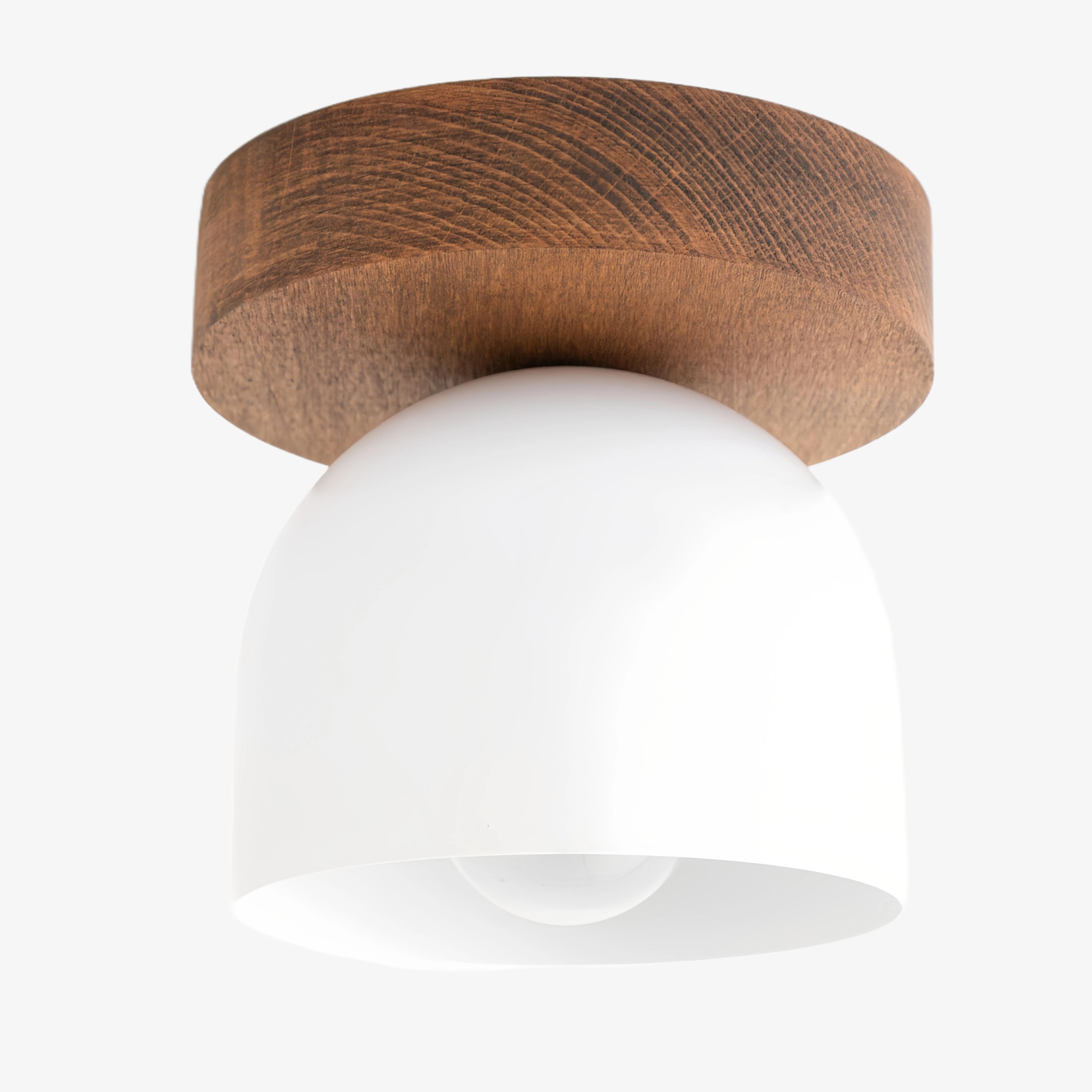 Metio Dome Flush Mount Ceiling Light - Oak Finish with Metal Shade K1421