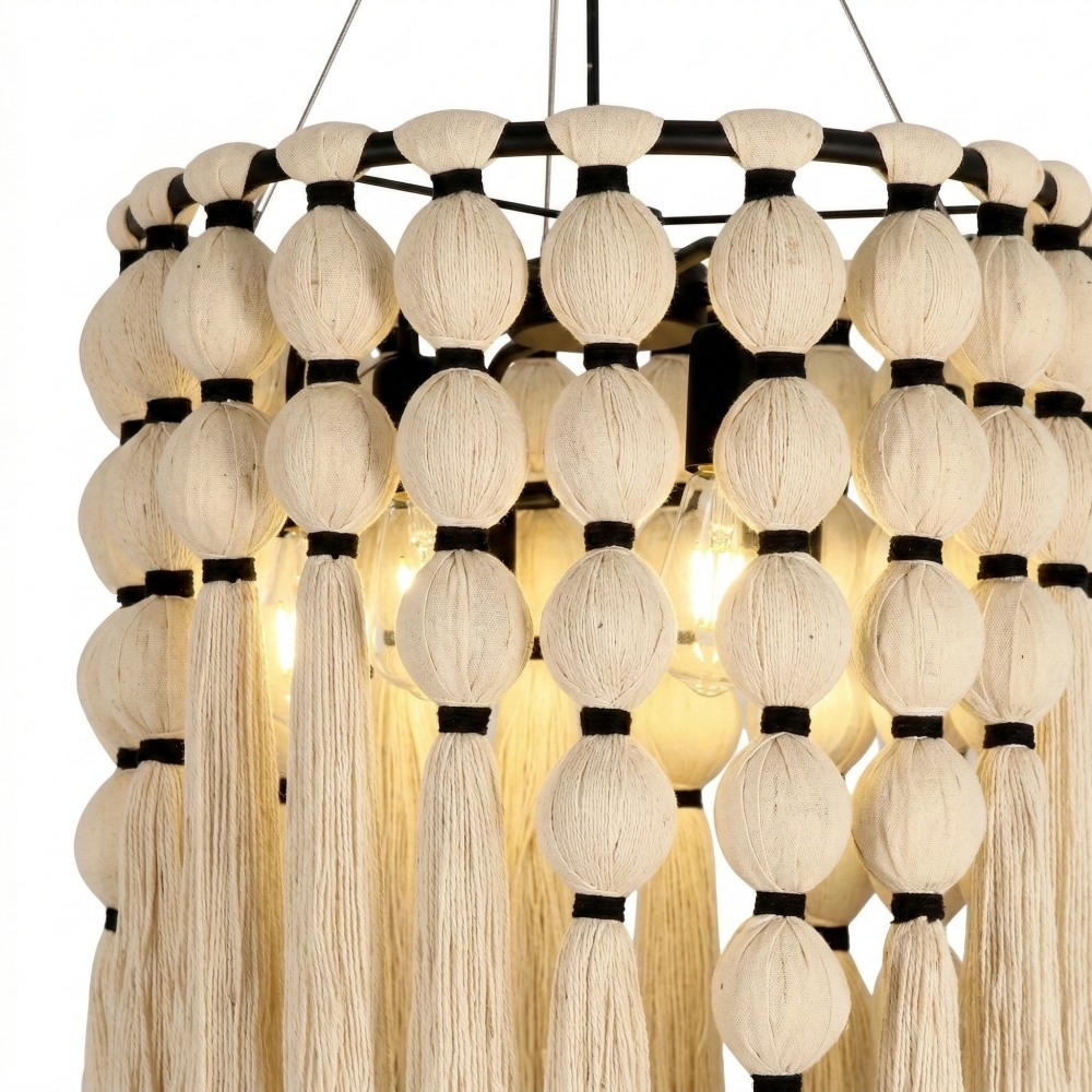 Modulune Modern Elegant Handmade Chandelier with White Cotton Fringe for Living Room K2306