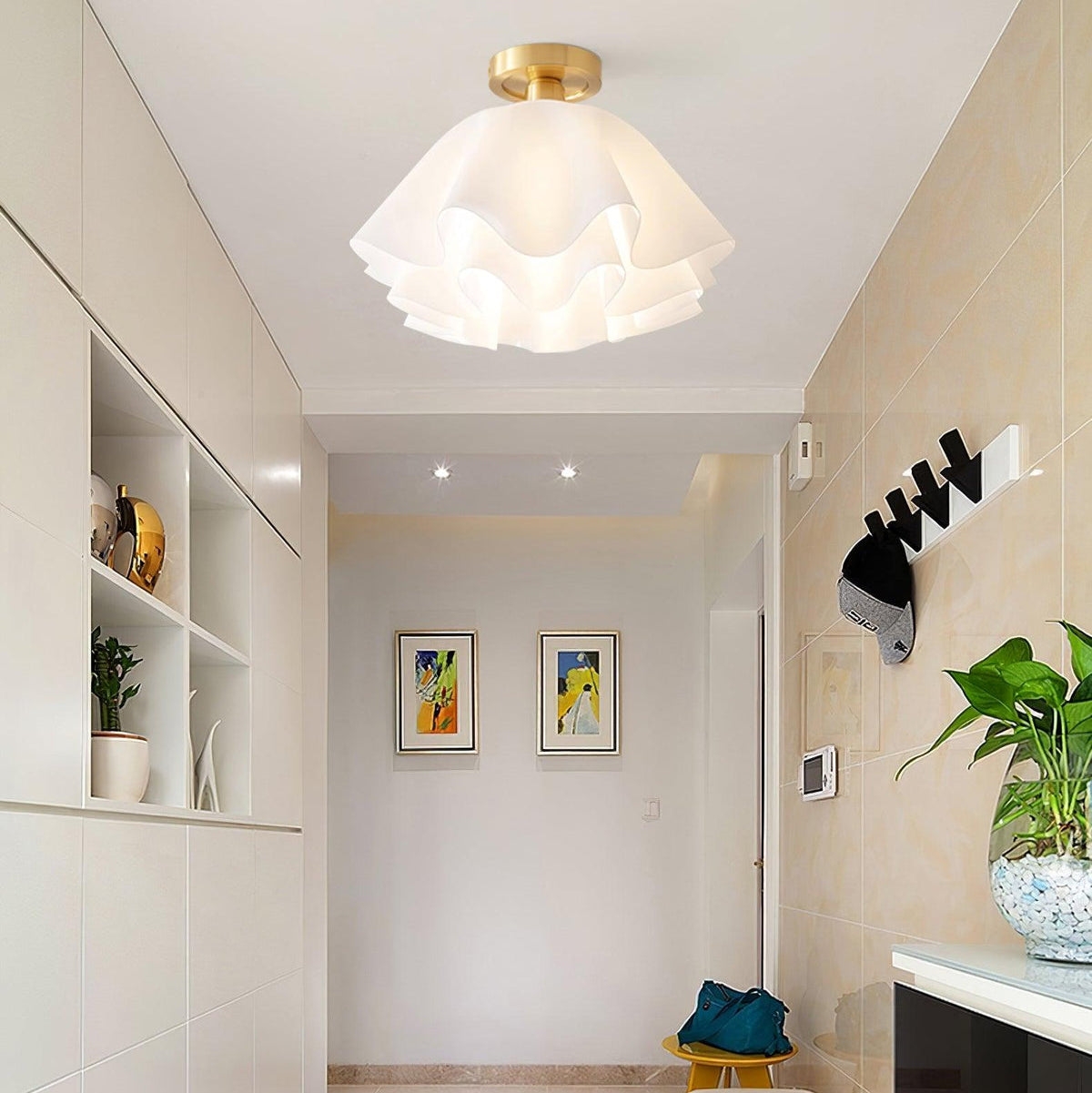 Lustra Pleated Retro Brass Acrylic Ceiling Light D959