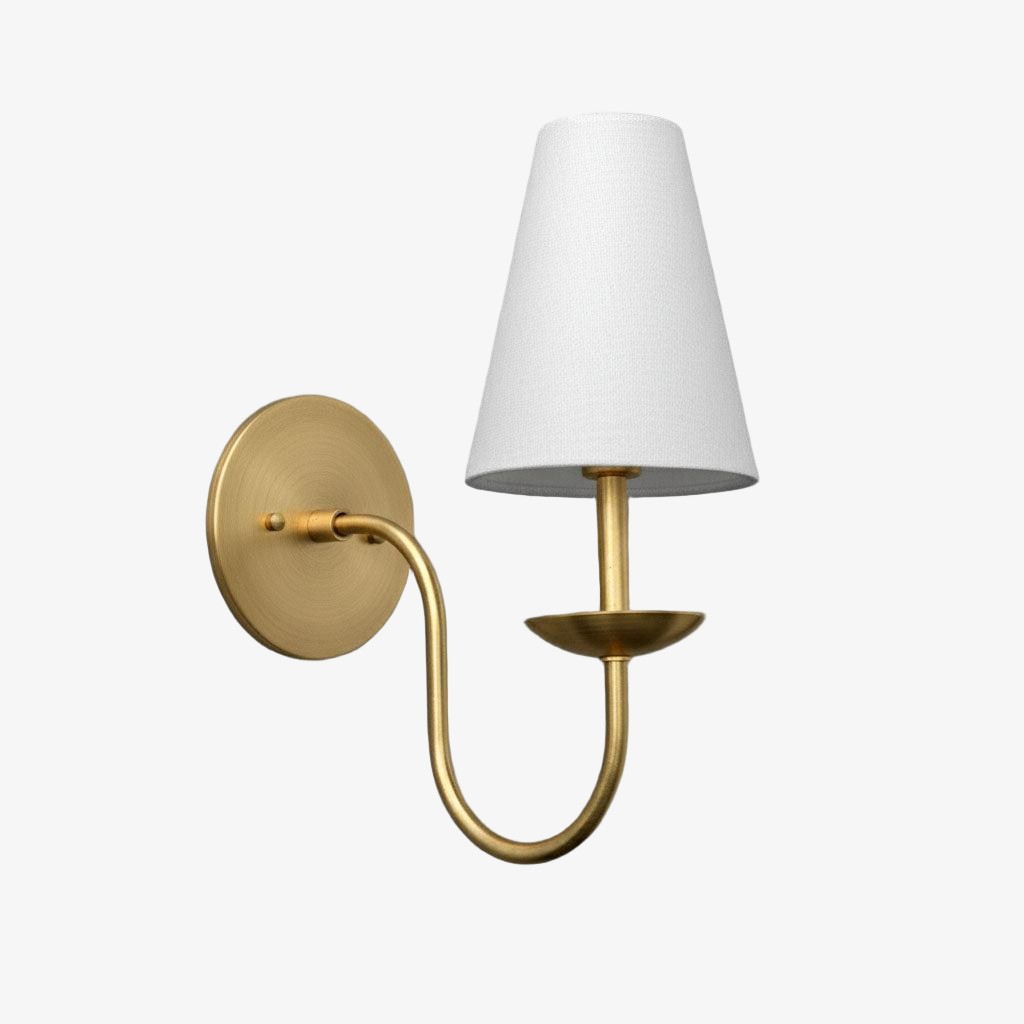 Curva Metal White Linen Sconce - Classic Brass Wall Light for Bedrooms K1541