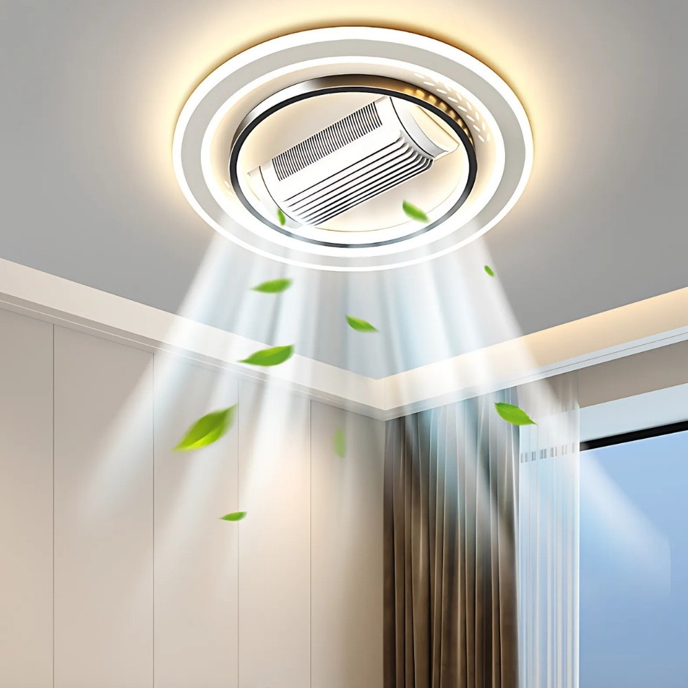 Modern LED Flat Quiet Bladeless Ceiling Fan LIght K1105