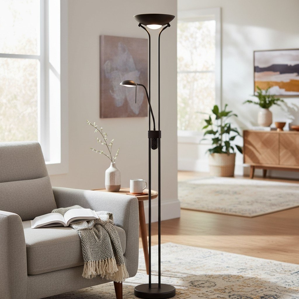 Linexis Art Deco Metal & Opal Glass Floor Lamp - Dual-Light Design for Modern Interiors K1910