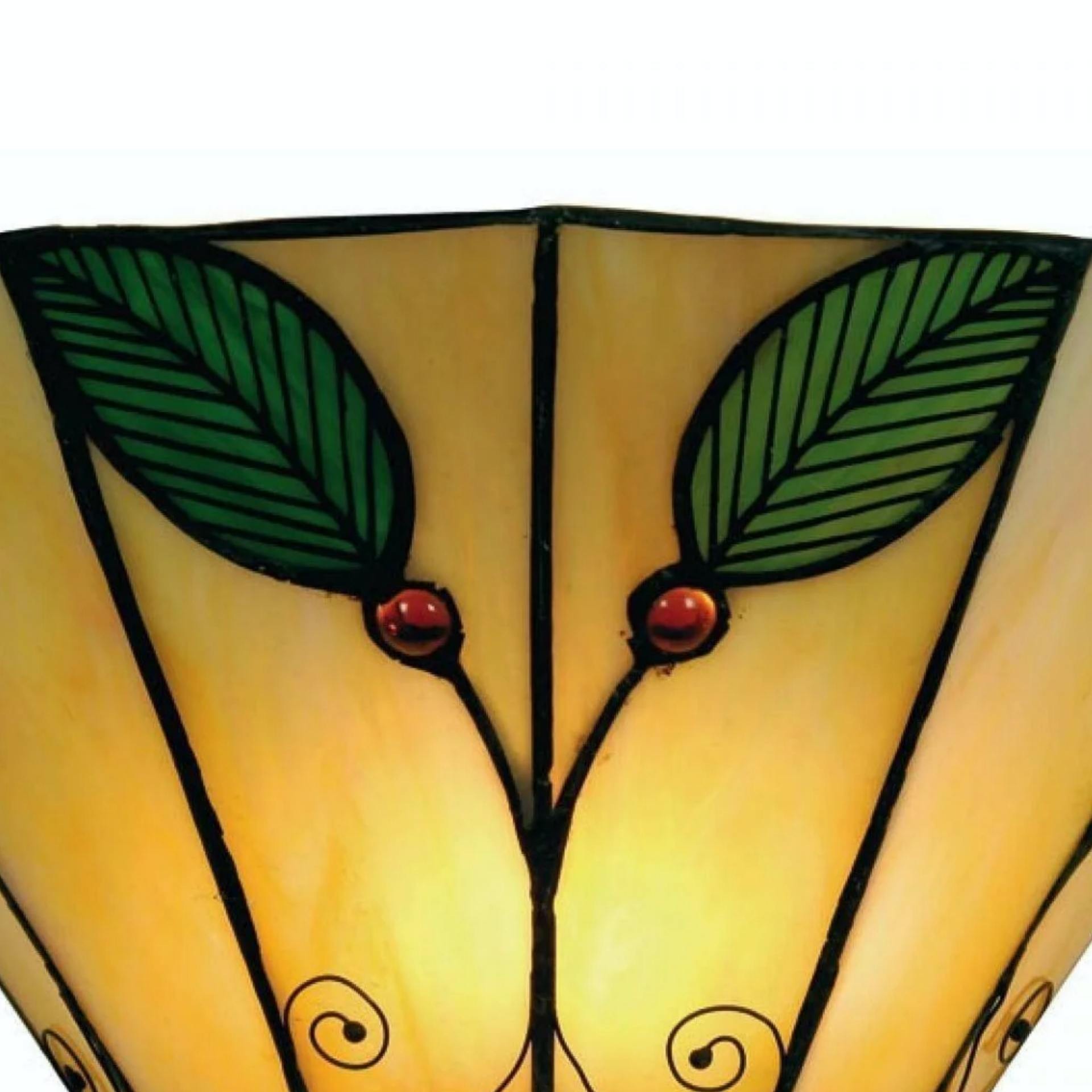 TiffStar Art Nouveau Leaf Motif Tiffany Wall Sconce - Vintage Inspired Accent Lighting K1782