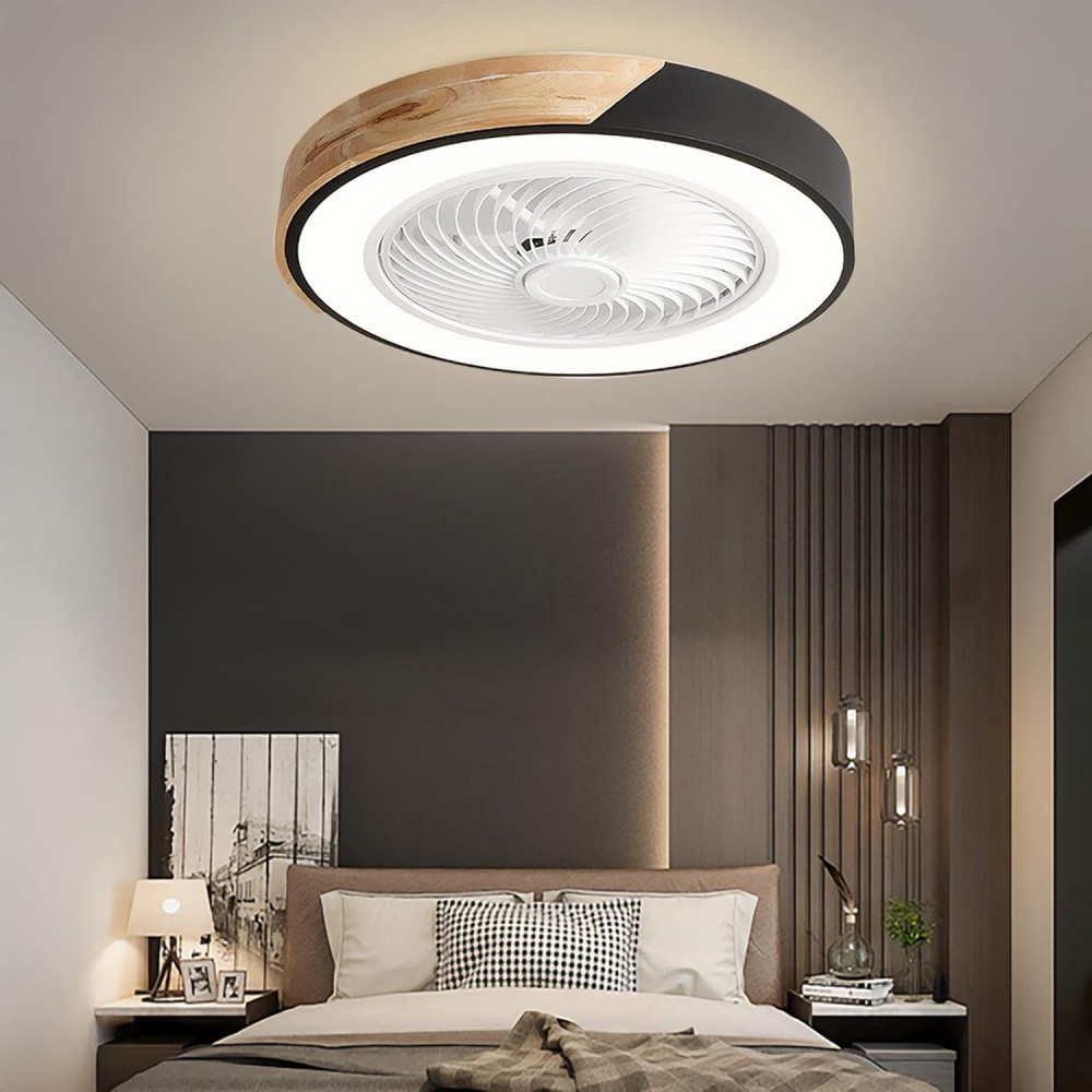 Scandinavian Wooden Round Led Ceiling Fan Light K1110