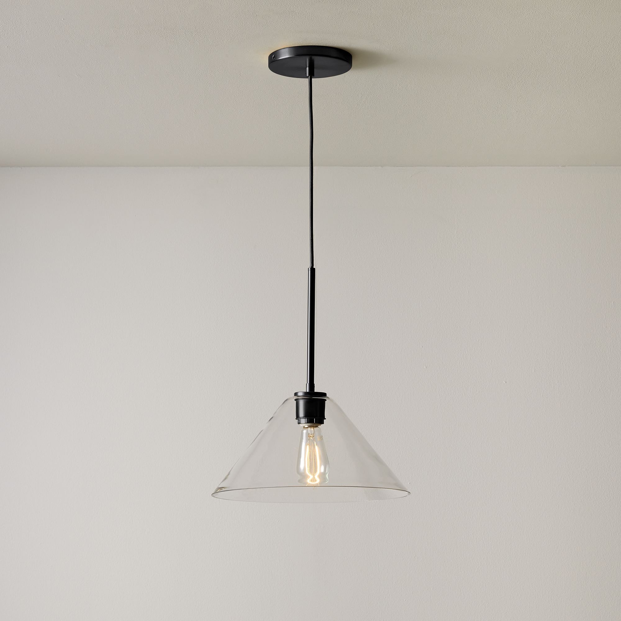 Conica Modern Glass Cone Pendant Light - Minimalist Hanging Lamp for Dining Room K1338