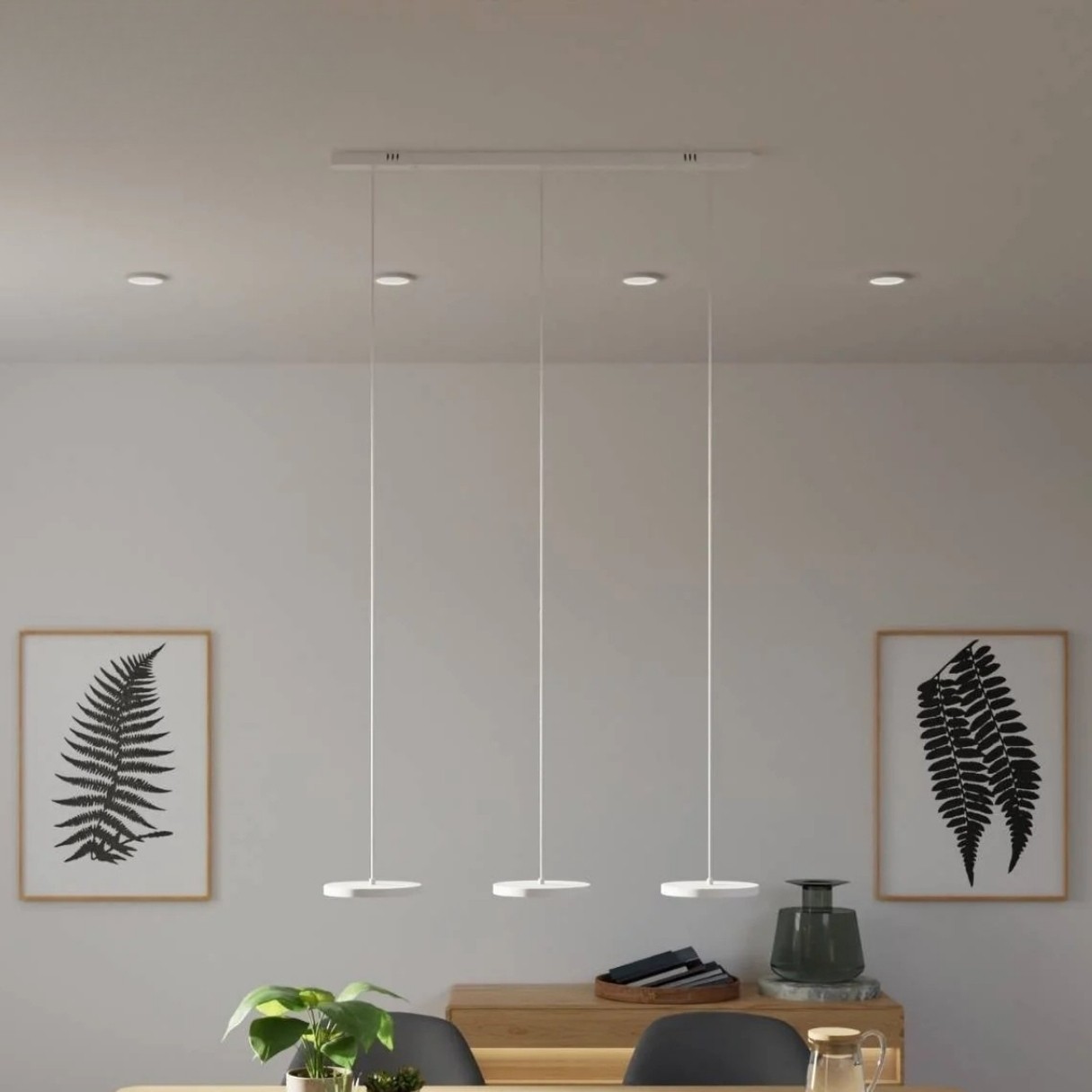 Modern Round Disc Flat Pendant Light - Multi-Light Pendant With LED Light K1555