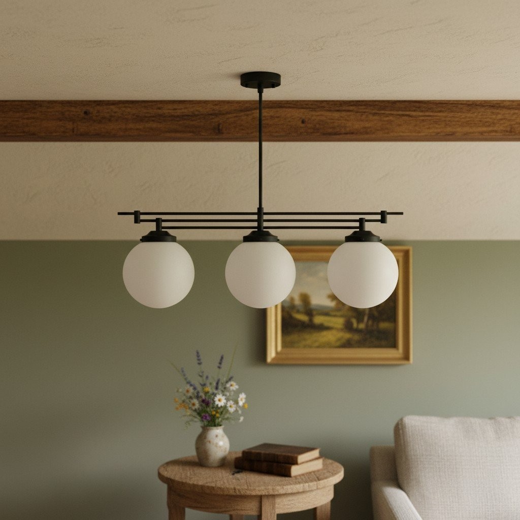 Glorica Glass Frosted Globe Pendant Light - Art Deco Hanging Light for Home K1514