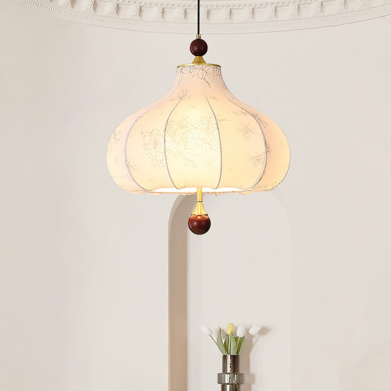 French Retro Fabric Pattern Pendant Lamp K317