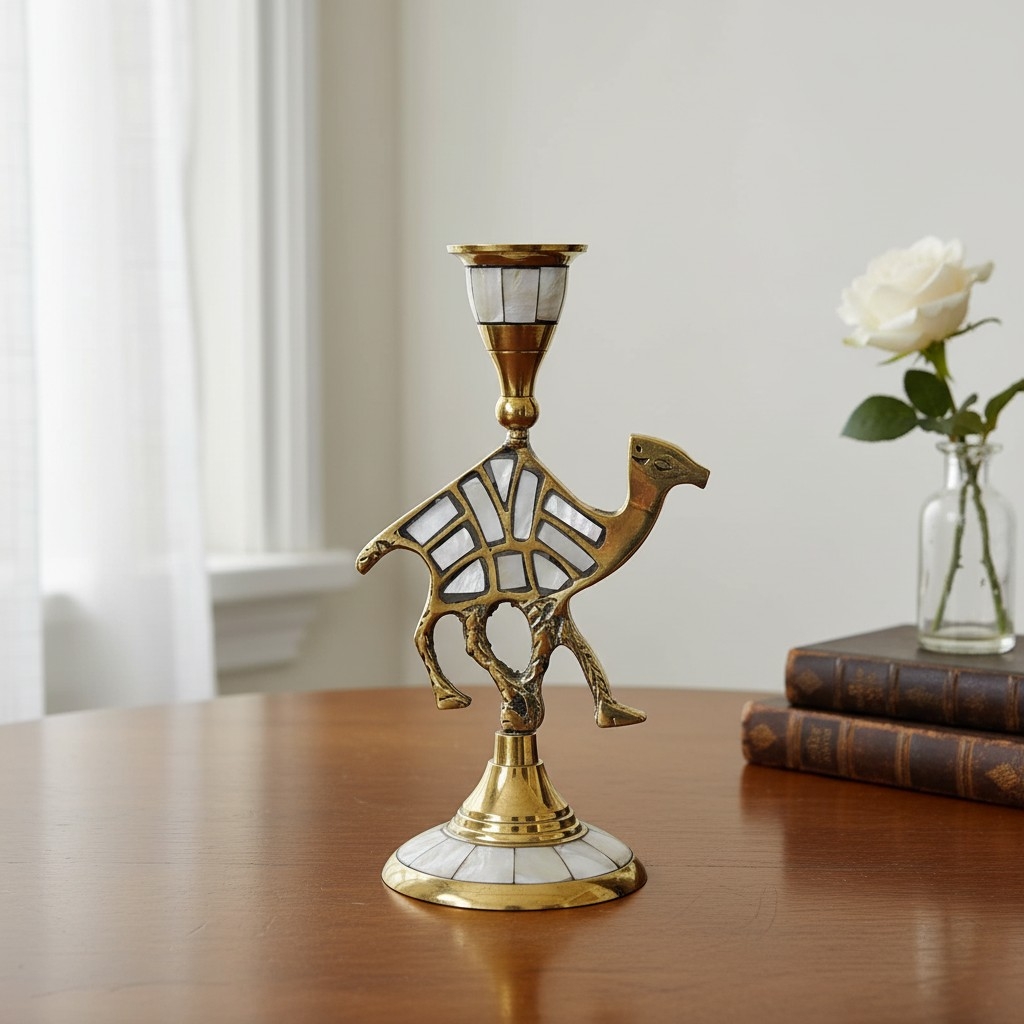 Ossik Veld Vintage Nordic Shell and Cow Bones Candle Holder for Dining Table K2363