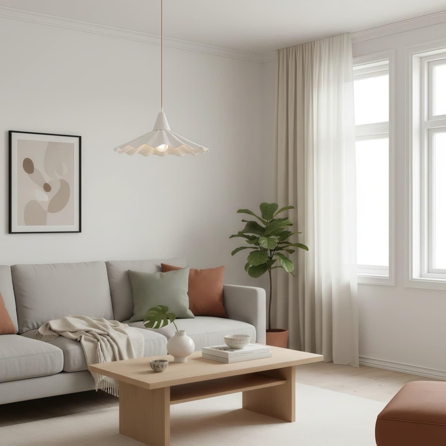 Arluneva Artistic Wave Pendant Lamp - Modern Handcrafted Ceramic Light for Living Room K2326