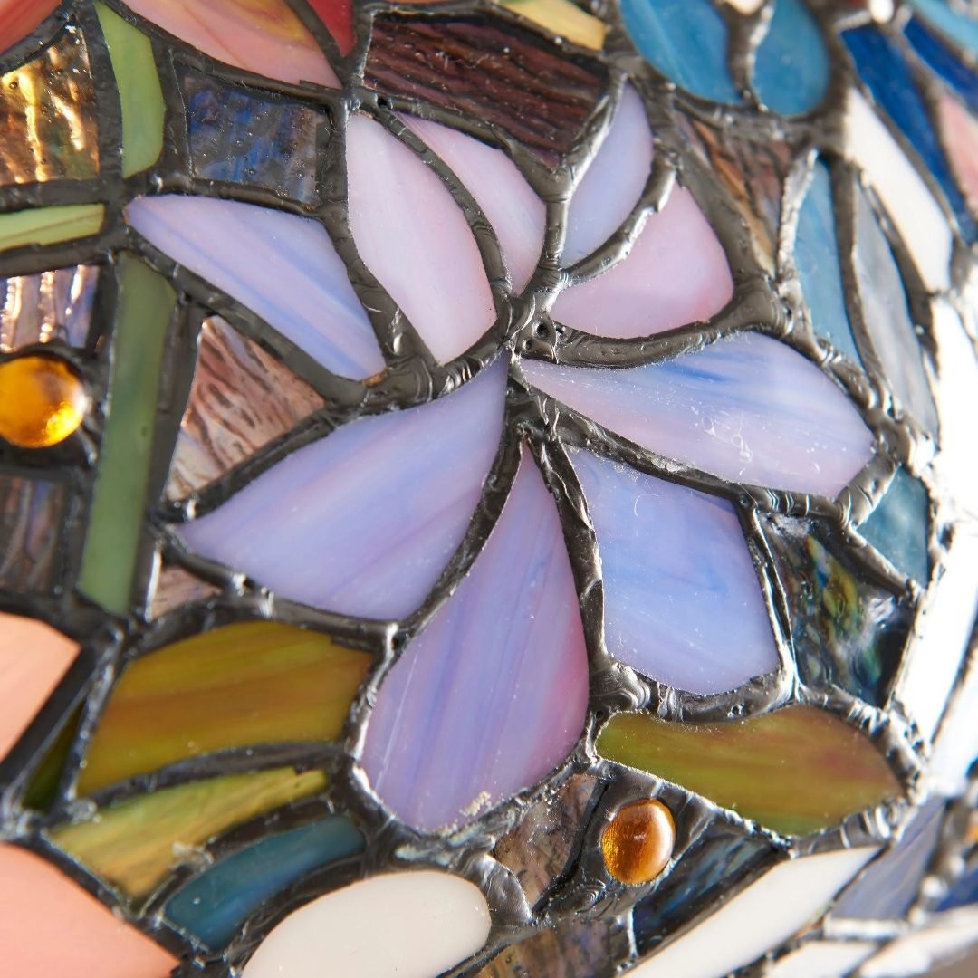 TF Sullivan Tiffany Floor Lamp - Floral Stained Glass Design for Study or Living Room K1828